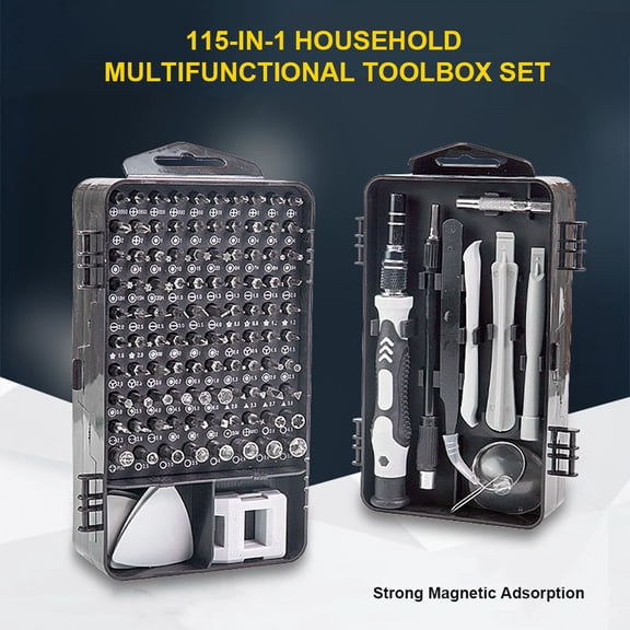 Rupoun 115-In-1 Household Precision Screwdriver Set, Multifunctional Hardware Toolkit with 98 Bits for Computer, Clock, and Home Appliance Repair, 6.69 inches / 17 cm
