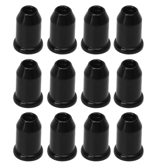 Rupoun 12 Pieces Electric Guitar Ferrules String Cap Mounting Buckle Through Body Bushings Replacement Parts for Musical Instruments Accessories, Iron Material, Black Color