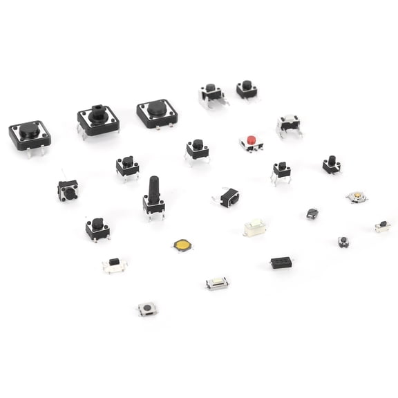 Rupoun 125Pcs Tactile Push Button Switches Assortment Kit, 12V 50mA Micro Momentary Tact Switch for Car Remote Control, Household Appliances, and DIY Electronic Projects (14.00 x 10.00 x 3.00 cm)