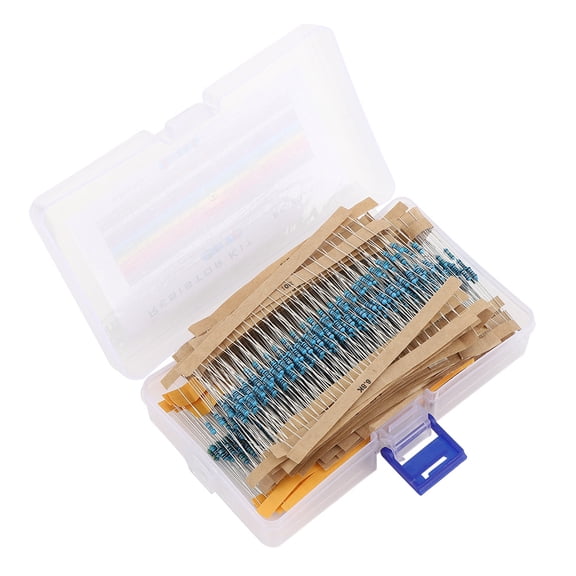 Rupoun 1280Pcs Metal Film Resistor Assortment Kit 1/4W 64 Values Electronic Component