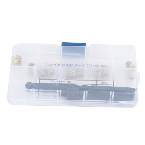 Rupoun 12PCS M5 x 0.8 Thread Repair Kit Self Tapping Thread Inserts Tool Set for Metal Parts, Includes Twisted Drill, Installation Tool & 10 Inserts (5.12 inches / 13 cm)