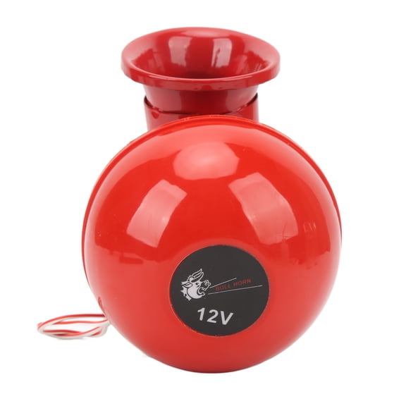 Rupoun 12V 115dB Retro Electric Bull Horn Red Car Loudspeaker Universal Fit for ATV RV Boat Truck Automotive Replacement Horns 7.87 inches / 20 cm Length Durable Metal Material