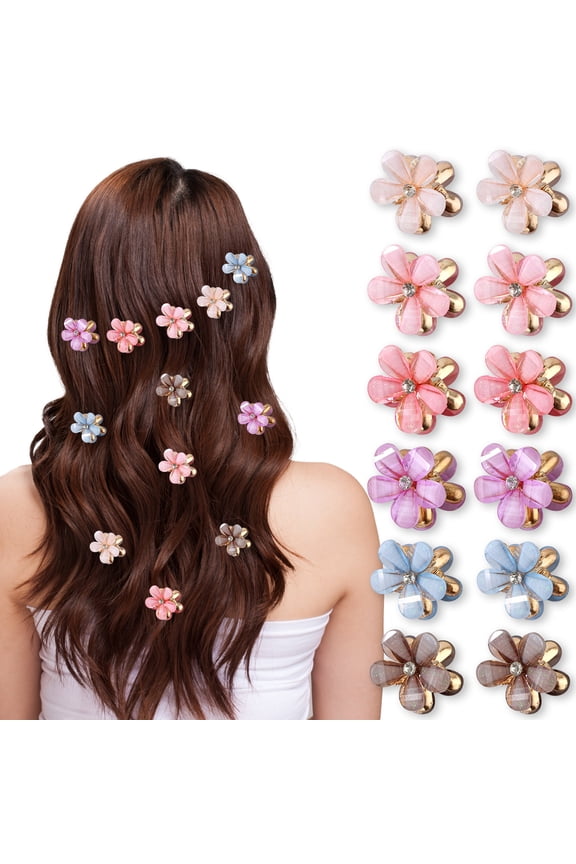 12pcs Mini Hair Clips Small Grip Claw Kids Hair Clamps Pinning Bangs Hair Decoration Girls Hairstyle Tools, Multi-Color Set (4.72 inches / 12 cm Pack)