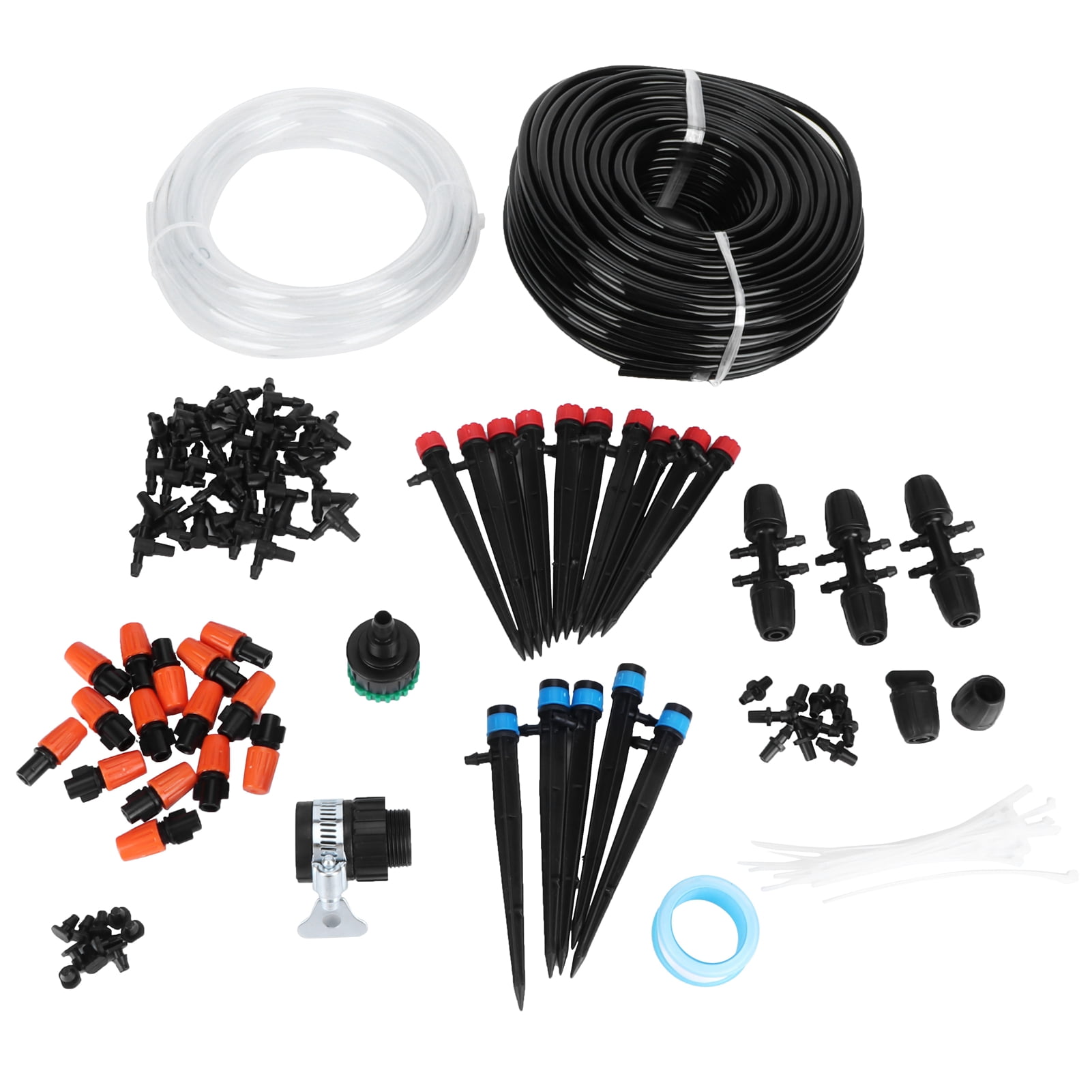 Rupoun 131.2 ft / 40m Drip Irrigation Kit Automatic Plant Watering System with Misters, Sprinklers, and Adjustable Flow Nozzles for DIY Garden and Greenhouse