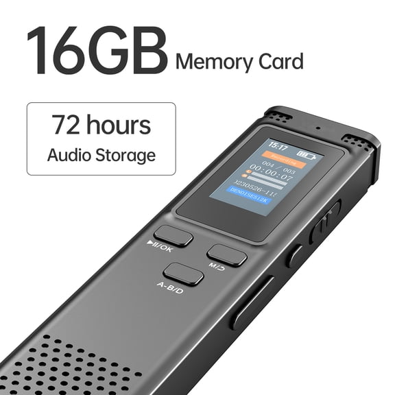 Rupoun 16GB Digital Voice Recorder with Playback Audio Recording Device for Lectures Meetings Class Interview, Portable MP3 Music Player Noise Reduction Recording Device (4.06 x 0.98 x 0.47 inches)