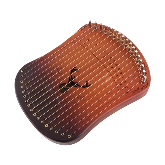 Rupoun 17 String Lyre Harp Portable Solid Beech Wood String Musical Instrument with Tuning Wrench and Picks, Gradient Coffee