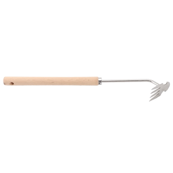 Rupoun 18.1 Inches / 46 cm Stainless Steel Manual Weeder & Weed Pulling Tool, Beechwood Handle Hand Weeder for Home Gardening