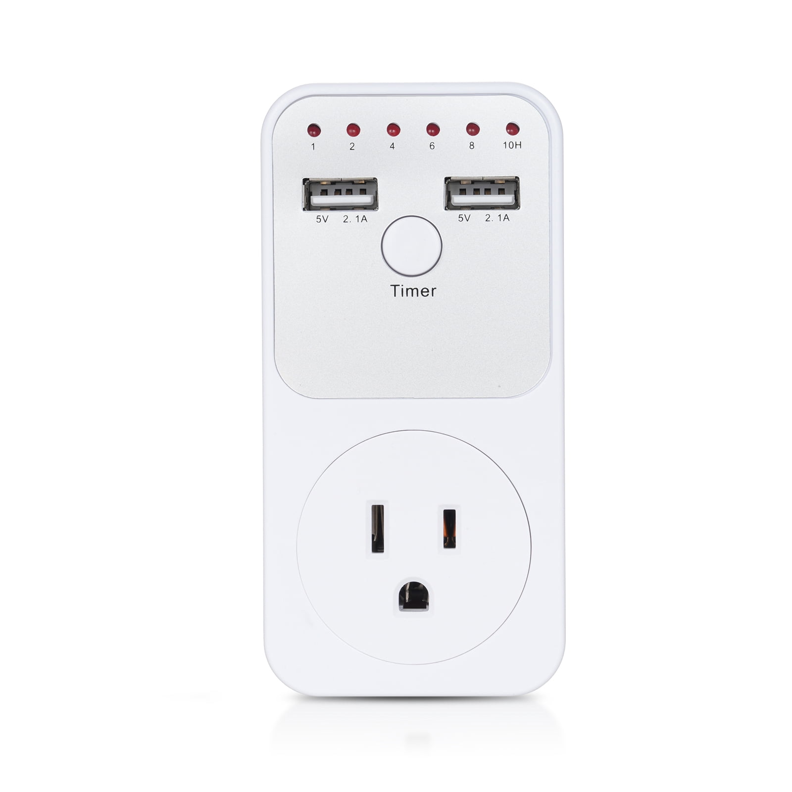 Rupoun 1800W Intelligent Programmable Countdown Timer Socket Surge Protector Outlet with Dual USB Ports (5V 2.1A), 120V Plug Electronic Switch, 4.25 x 2.08 x 2.71 inches / 10.8 x 5.3 x 6.9 cm