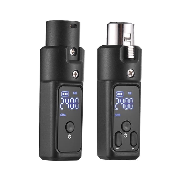 Rupoun 2.4G Microphone Wireless XLR Transmitter and Receiver Rechargeable System for Dynamic Coil Microphones Audio Mixer Electric Guitar Bass Speaker 1 TX 1 RX (7.48 inches / 19 cm)