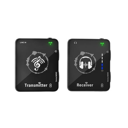 Rupoun 2.4GHz Wireless In-Ear Monitor System, Rechargeable Transmitter and Receiver Set, 98ft / 30m Transmission Range, Low Latency Audio Equipment for Studio, Band Rehearsal, and Live Performance