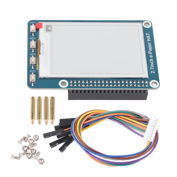 Rupoun 2.7 Inch E-Paper HAT E-Ink Display Module For Raspberry Pi Dual-Color Black White Screen Board Serial Peripheral Interface No Backlight 264x176 Resolution Ultra Low Power Display Component