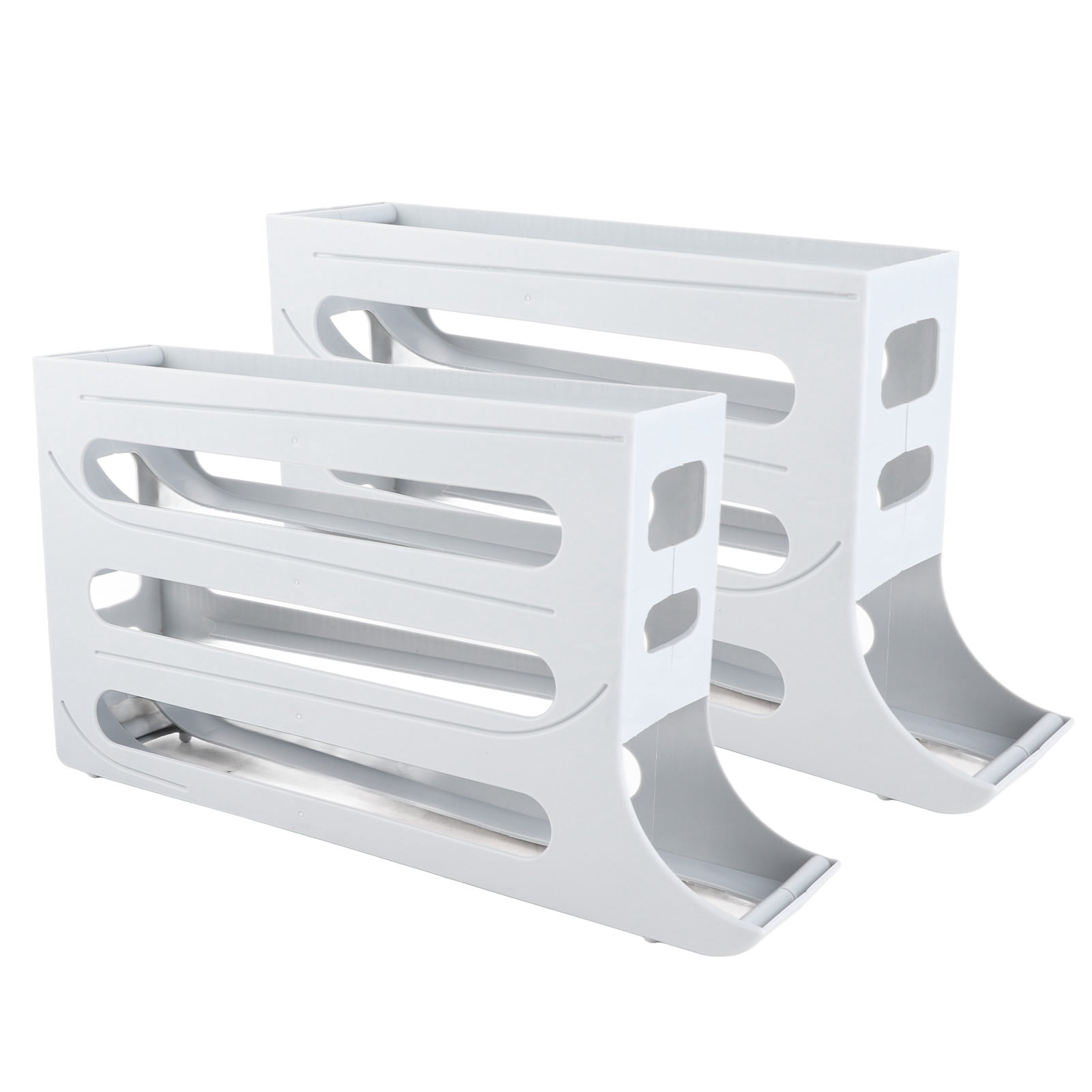Rupoun 2 Pack Auto Rolling Egg Dispenser For Refrigerator Large Capacity 4 Tier Space Saving Egg Tray Organizer Holder Box Kitchen Storage Container Fits 10 Inches / 25.4 cm Cabinets Gray
