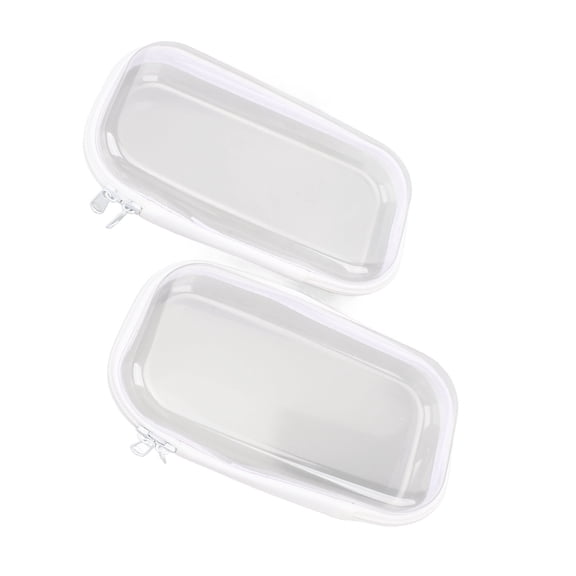 Rupoun 2 Pack Clear Hard Sided Plastic Zipper Case, Anti Dust Organizer Bin, Portable Makeup Cosmetic Bag, Hard Shell Pouch for Travel and Toy Storage (8.66 inches / 22 cm Length)