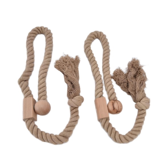 Rupoun 2‑Pack Magnetic Curtain Tie‑Back Rope – Soft Cotton & Beech Cord, Dark Color, Easy‑Use, No‑Hole Installation, Ideal for Living Room, Bedroom & Office