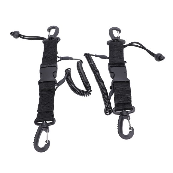 Rupoun 2 Pack Scuba Diving Lanyard Spring Coil Nylon Rope with Quick Release Buckle for Camera and Dive Light Black