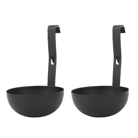 Rupoun 2-Piece Black Stainless Steel Egg Poacher Insert, Nonstick Hook-On Poached Egg Cooker Cups for Kitchen Breakfast, Dishwasher Safe Kitchen Tool