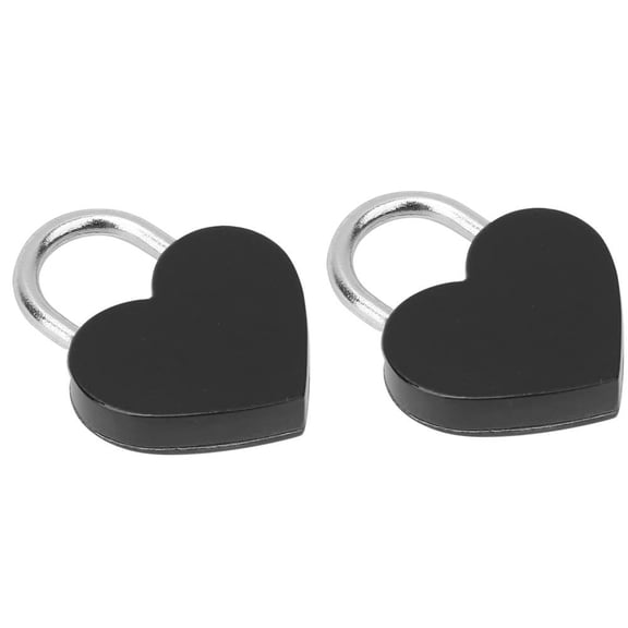 Rupoun 2 Sets Heart Lock Metal Padlock with Keys, 30x39mm (1.2x1.5 inches), Black