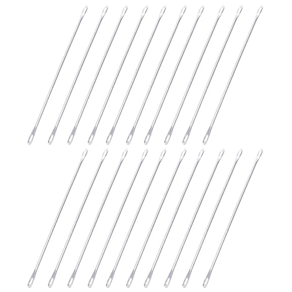 Rupoun 20 Pcs Double Eye Needle Metal 9cm Long Transfer Needle Fit for Knitting Machine
