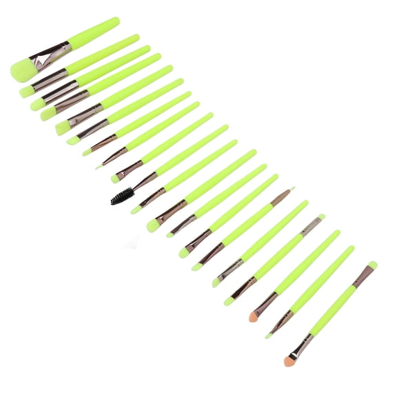 Rupoun 20-Piece Makeup Brush Set Fluorescent Green Professional Soft Synthetic Bristles Plastic Handle Foundation Blending Powder Blush Eyeshadow Applicators 6.3 inches / 16 cm