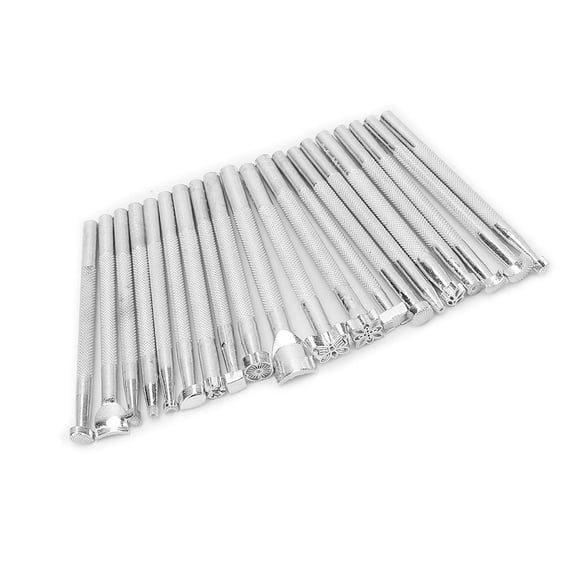 Rupoun 20 Piece Multi Shape Leather Stamp Punch Tools Set for DIY Leathercraft Working Art Craft, Alloy Stamping Tool Kit for Bags and Wallets