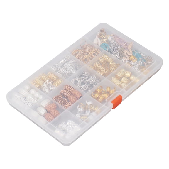 Rupoun 206 Pieces Hair Beads Jewelry Dreadlocks Braids Rings DIY Decorations Pendants Assorted Alloy Cuffs Clips Shells Crowns Crystals for Party Wedding Everyday Wear (8.27 inches / 21 cm Pack)