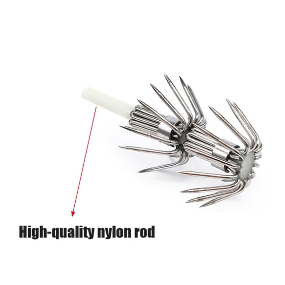 Rupoun 20PCS Luminous Squid Jig Hooks Umbrella Hooks Wood Shrimp Jig Fishing Hooks, Size 2/0, Stainless Steel Glow in the Dark Saltwater Fishing Gear (4.72 inches / 12 cm)