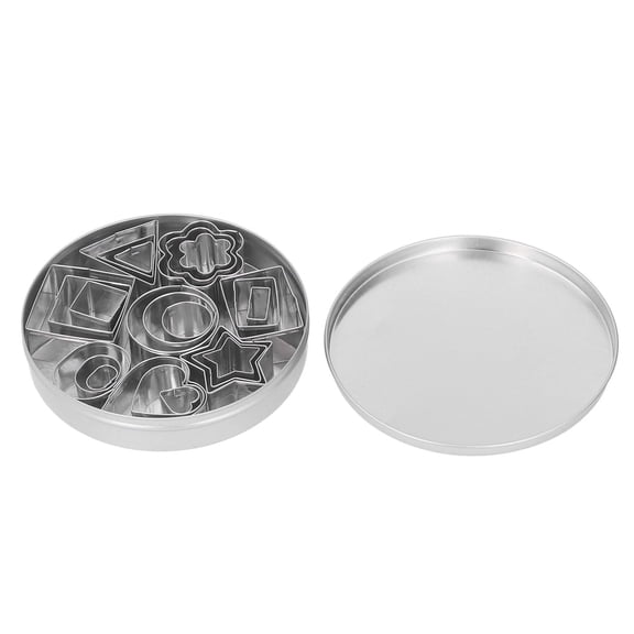 Rupoun 24-Piece Stainless Steel Mini Cookie & Cake Mold Set Geometric Shapes, Durable, RustProof, Includes Aluminum Storage Box