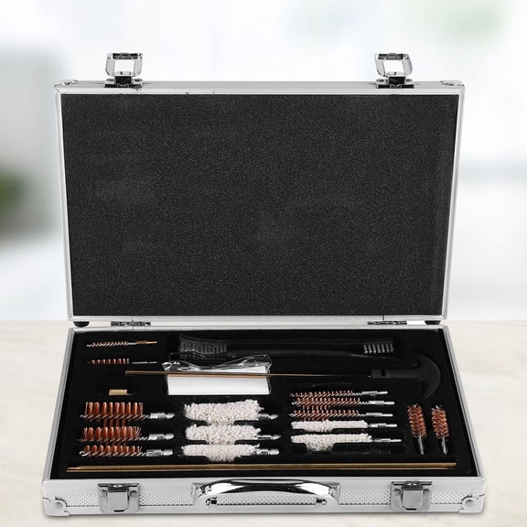 Rupoun 24-Piece Universal Gun Cleaning Kit for Handguns, Shotguns, and Firearms - Premium Aluminum Storage Box Included, Professional Maintenance Tools for Hunters and Shooters (12.6 in / 32 cm)