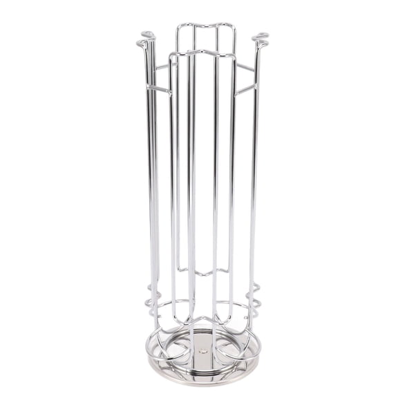 Rupoun 24 Pod Coffee Capsule Holder, 360 Degree Rotating Carousel Storage Organizer Display Rack, Iron Coffee Stand, 13.0 Inches / 33.0 cm, Silver