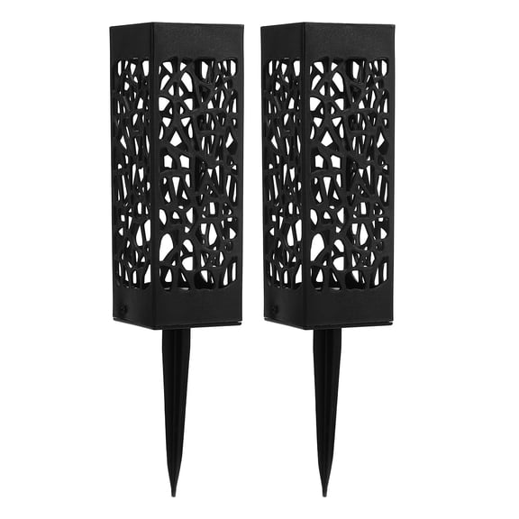 Rupoun 2Pcs Cemetery Grave Vase Black Column Unique Hollow Design Easy Installation Ground Insert Grave Flower Holders