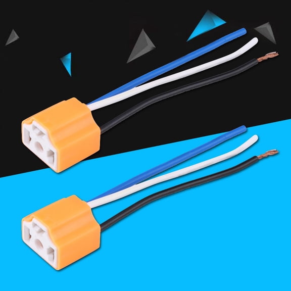 Rupoun 2Pcs Female Ceramic Headlight Connector Plug Adapter Socket for H4/9003/HB2 (1.1 inches / 2.7 cm)