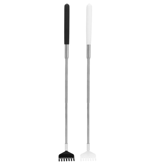 Rupoun 2Pcs Portable Telescopic Stainless Steel Back Scratcher, Extendable Massager Tool, Black and White, 26.8 Inches