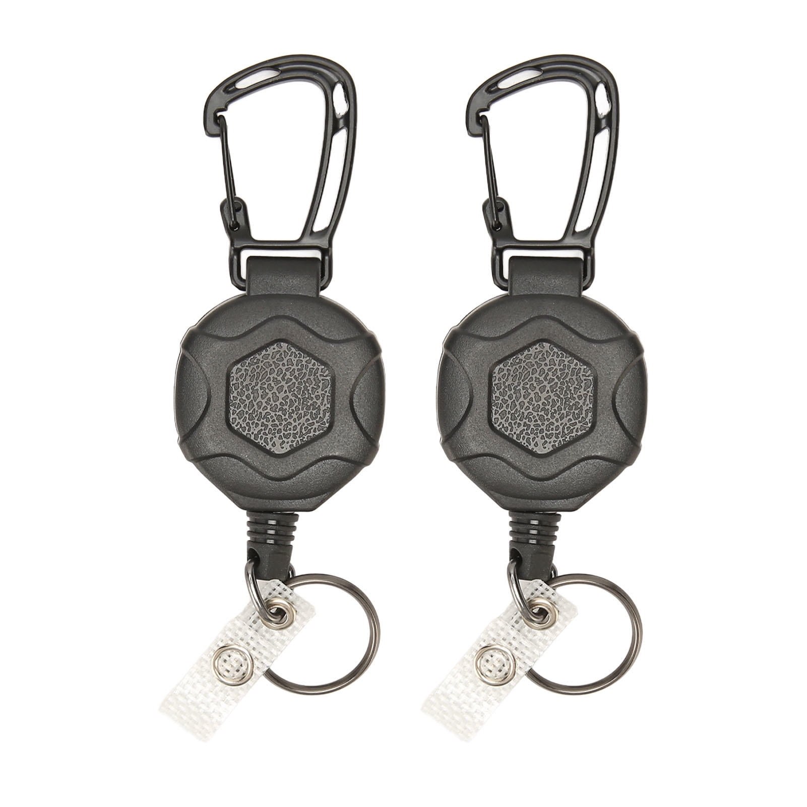Rupoun 2Pcs Retractable Keychain with Heavy‑Duty Carabiner, Steel Wire Rope, Anti‑Loss ID Badge Holder, 31in Extension, Industrial ABS Design