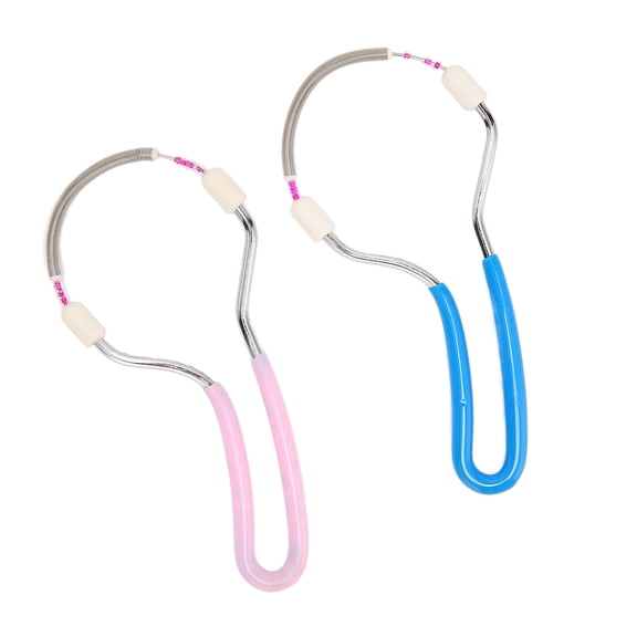 Rupoun 2Pcs Spring Facial Hair Remover for Women, Portable Threading Face Epilator Tool for Upper Lip, Chin, Cheeks Hair Removal, Durable Stainless Steel Manual Epilator Kit, Blue and Pink