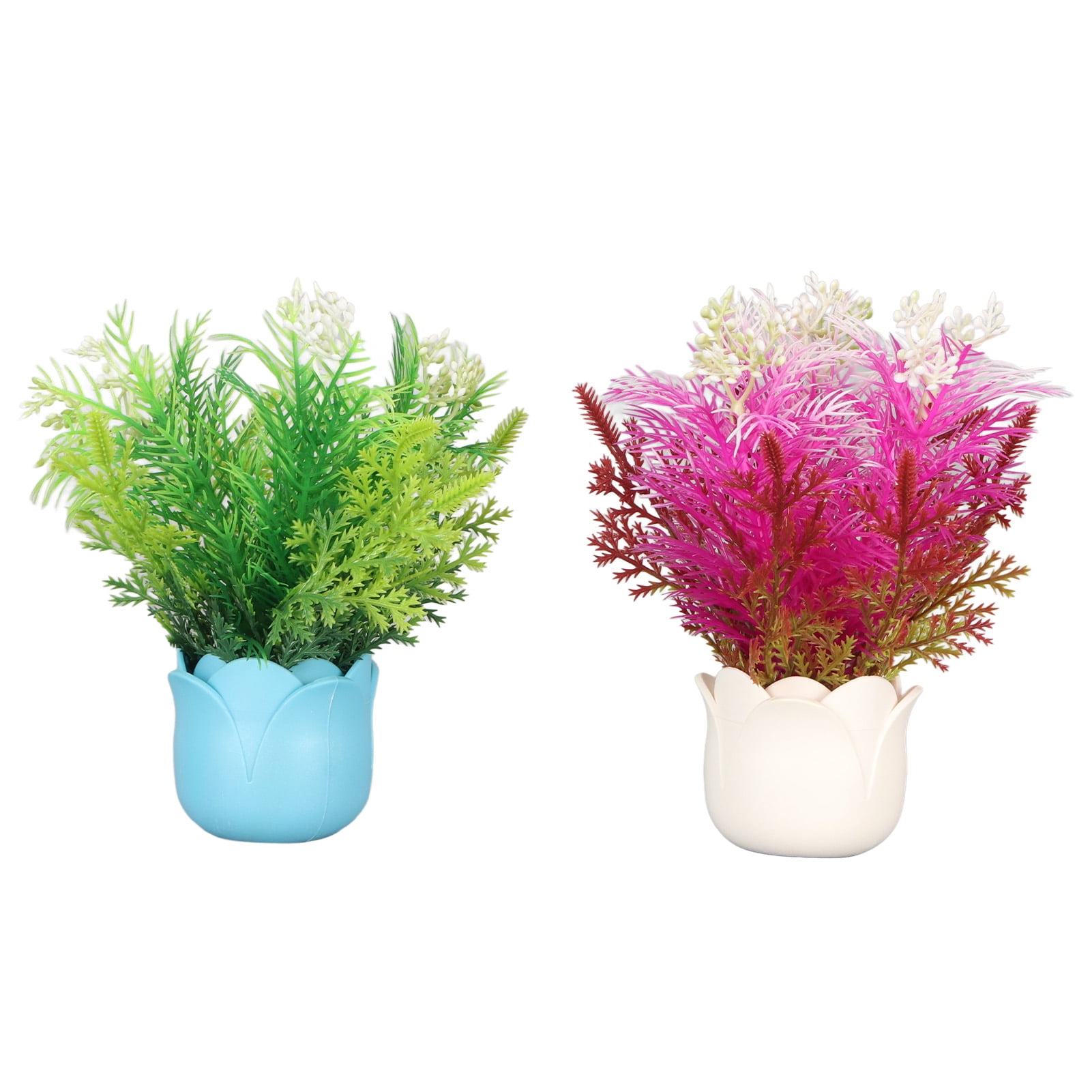 Rupoun 2pcs Artificial Aquarium Plants Silicone Flowers Resin Fish Tank Decoration Glow in the Dark Plant Ornament, 14.96 inches / 38 cm