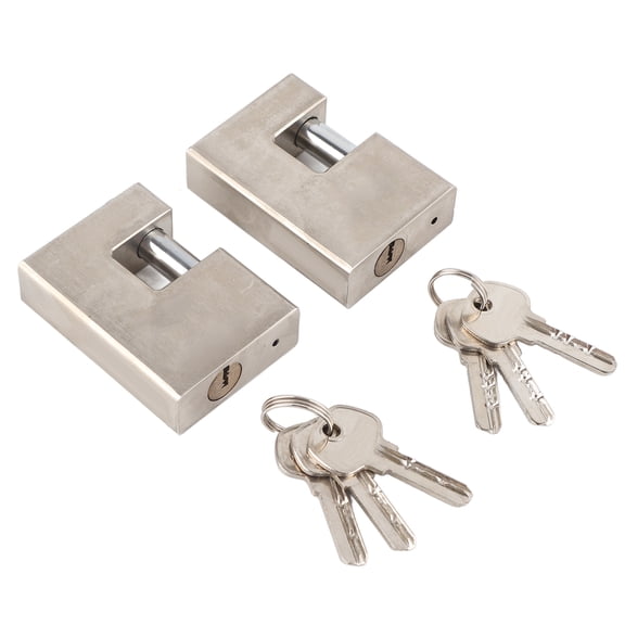 Rupoun 2pcs Heavy Duty Padlock Rectangle Waterproof Rustproof Monoblock Lock With 6 Keys