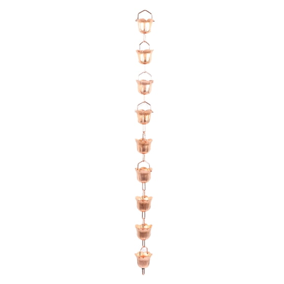 Rupoun 3.28ft / 1m Copper Gutter Rain Chain, Decorative Morning Glory Shaped Weatherproof Rain Catcher Gutter Chain with Hanging Hook Attachment for Backyard Patio Courtyard Home Drainage Upgrade