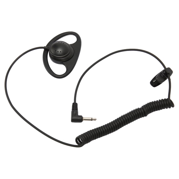 Rupoun 3.5mm D Shape Single Side Earphone with Coiling Design, Clear Audio Hands-Free Wired Ear Hook Earpiece (10 inches / 25.4 cm) Coiled Cable for Cell Phones MP3 MP4 Gaming Devices, Black
