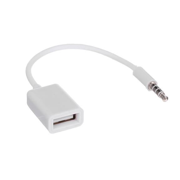 Rupoun 3.5mm Male Car AUX Audio Jack to USB 2.0 Female Adapter Converter Cord OTG Cable, High-Fidelity Audio Sync Premium Link (White, 5.9 inches / 15 cm)