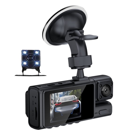 Rupoun 3 Cameras Dash Cam Parking Monitoring, Clear Car Rearview Mirror Video Recording Camcorder Wide Angle WIFI Auto Safety, 6 inches / 15.2 cm