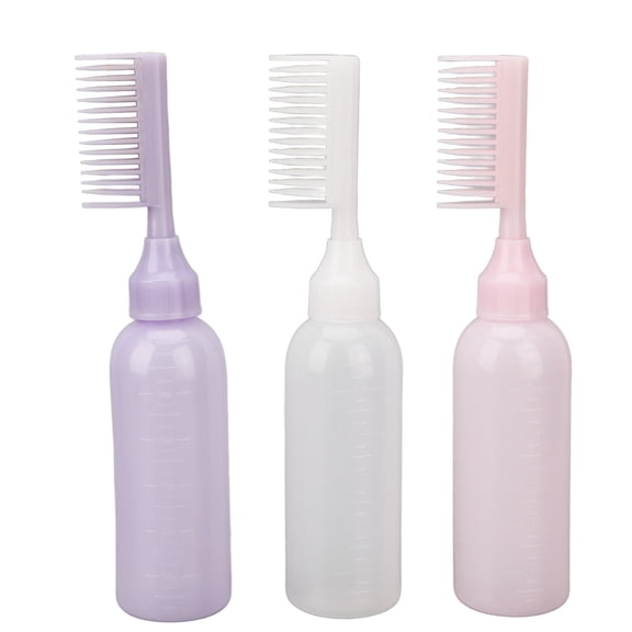 Rupoun 3 Pcs Root Comb Applicator Bottle Hair Dye Dispensing Bottle Simple Operation Scale Design for Barber Shops Salon Hair Dyeing Root Touch Up Multipurpose Tools Plastic