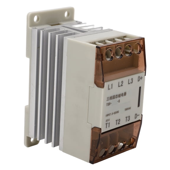 Rupoun 3 Phase Solid State Relay with Radiator, 3-32V DC Control to 24-380V AC Load Voltage, White Shell, 15A, Model TSR-15DA-S for Industrial Control (15 Amps)