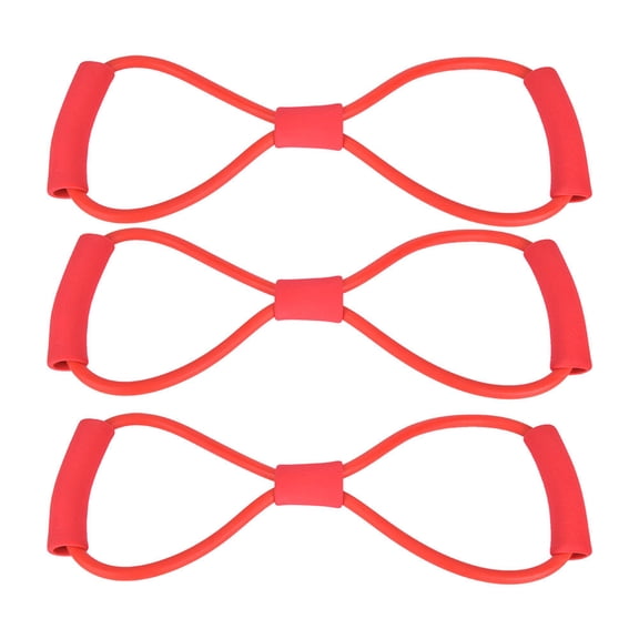Rupoun 3Piece 8Shaped Pull Rope Chest Expander  Yoga, Pilates & Stretching Band Set (Red)