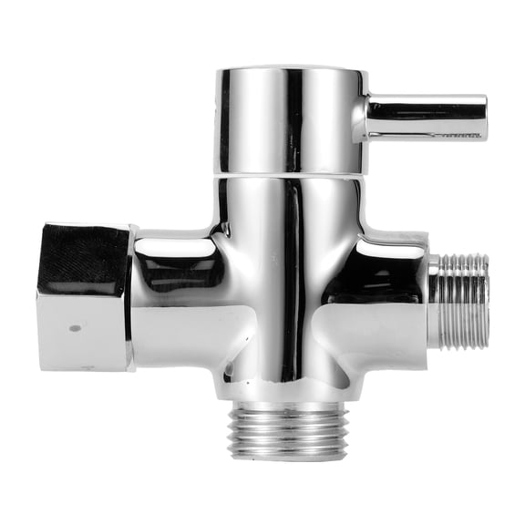 Rupoun 3-Way Faucet Diverter Valve, Modern Bathroom Shower Replacement Part for Handheld and Fixed Spray Head, 3/8 Inch Water Separator D, Solid Copper and Zinc Alloy, Silver