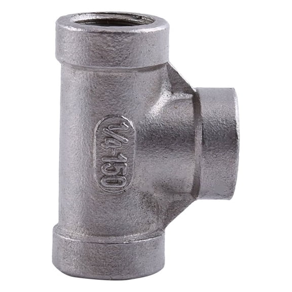 Rupoun 3-Way Tee Female Threaded Pipe Fittings Stainless Steel Connector, 1/4 in / 37 mm, 1 Piece