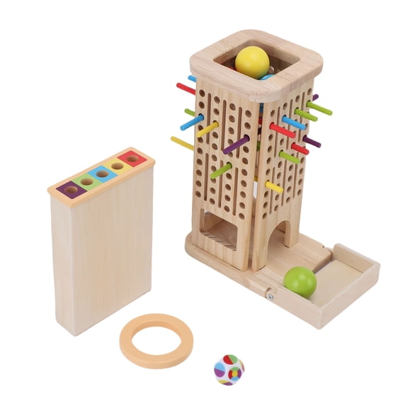 Rupoun 3-in-1 Colorful Wooden Board Game with Sticks and Dice Fine Motor Skill Counting Toys (8.66 inches / 22 cm)