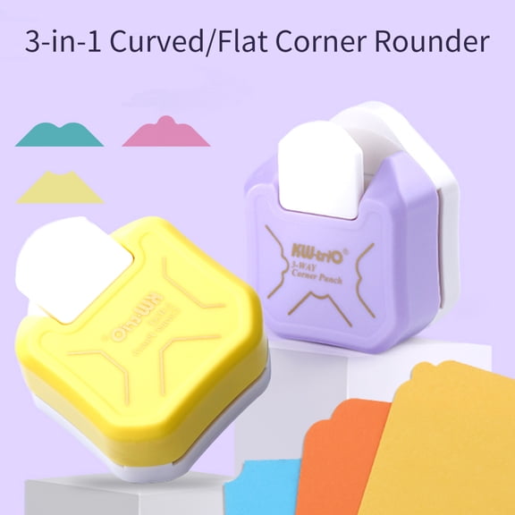 Rupoun 3-in-1 Corner Rounder Punch, Manual Corner Trimmer Cutter for Card, Photo Paper, and Laminating Pouches, Yellow, 2.8 inches / 7 cm