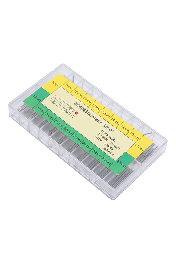 300 Pieces Stainless Steel Watch Band Pin Friction Bar Replacement Kit, 1.0mm Thickness Spring Bars Watch Repair Tool Accessories Assortment (8-27mm / 0.3-1.1 inches), Assorted Sizes
