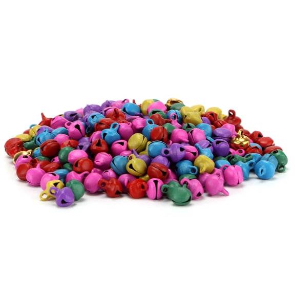 Rupoun 300pcs Small Craft Bells DIY Mini Tiny Iron Jingle Bells with Hole for Craft Jewelry Festival Birthday Decoration Gift Colorful 0.24 inches / 6 mm Set for Arts and Crafts Lovers