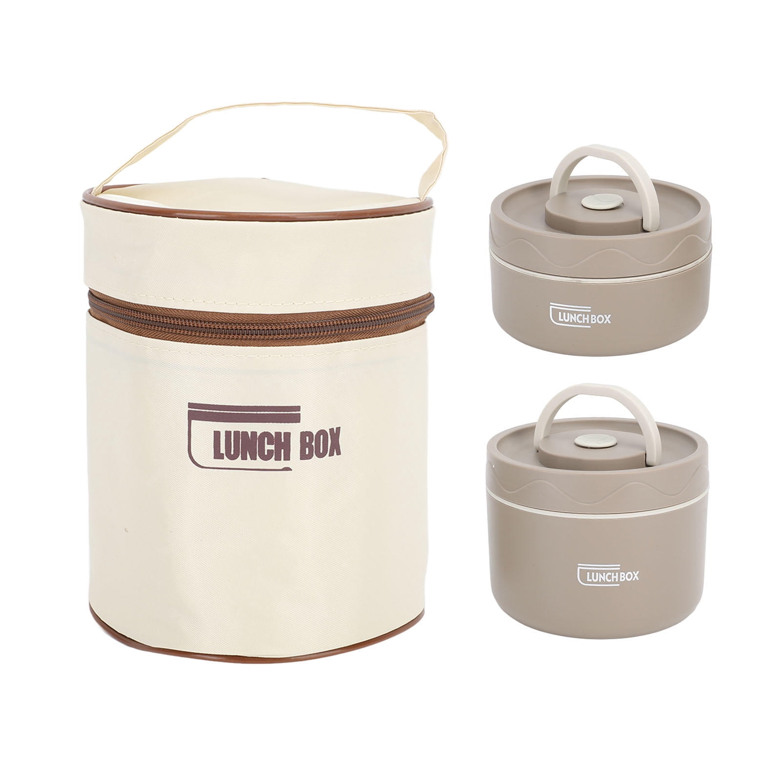 Rupoun 304 Stainless Steel Insulated Lunch Box with Sealed Lid & Thermal Bag – Dual Pack, Round, Lightweight, Heat‑Retaining Bento